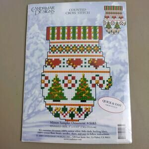 NEW Candamar Designs Cross Stitch Kit Christmas Mitten Sampler Ornament